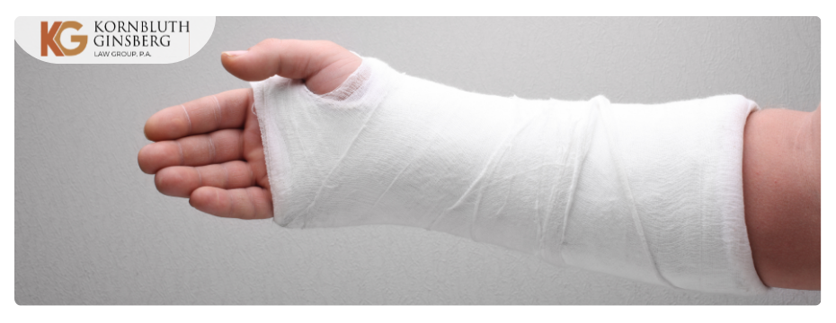 Broken bone arm in a cast